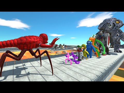 Titanus Red vs Rainbow Friends LAVA DEATH RUN - Animal Revolt Battle Simulator