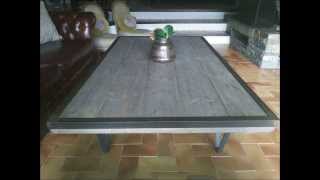 DIY Table basse style industriel et bois vieillie avec cerclage métallique