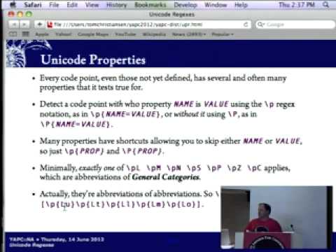 Tom Christiansen   Unicode Regexes