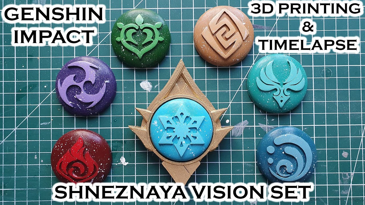 3D 프린팅용 Snezhnaya Vision 세트 - Genshin Impact 코스프레 소품 3D 프린트 모델