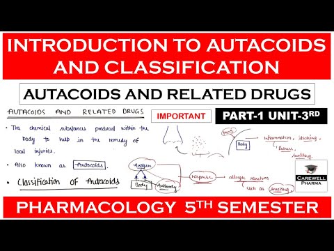 Autacoids and related drugs || Introduction || Classification || Part 1 Unit 3 || Pharmacology 5 sem