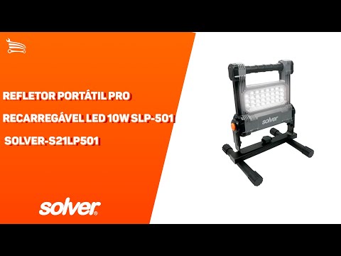 Refletor Portátil Pro Recarregável LED 10W SLP-501 SOLVER-S21LP501 - Video