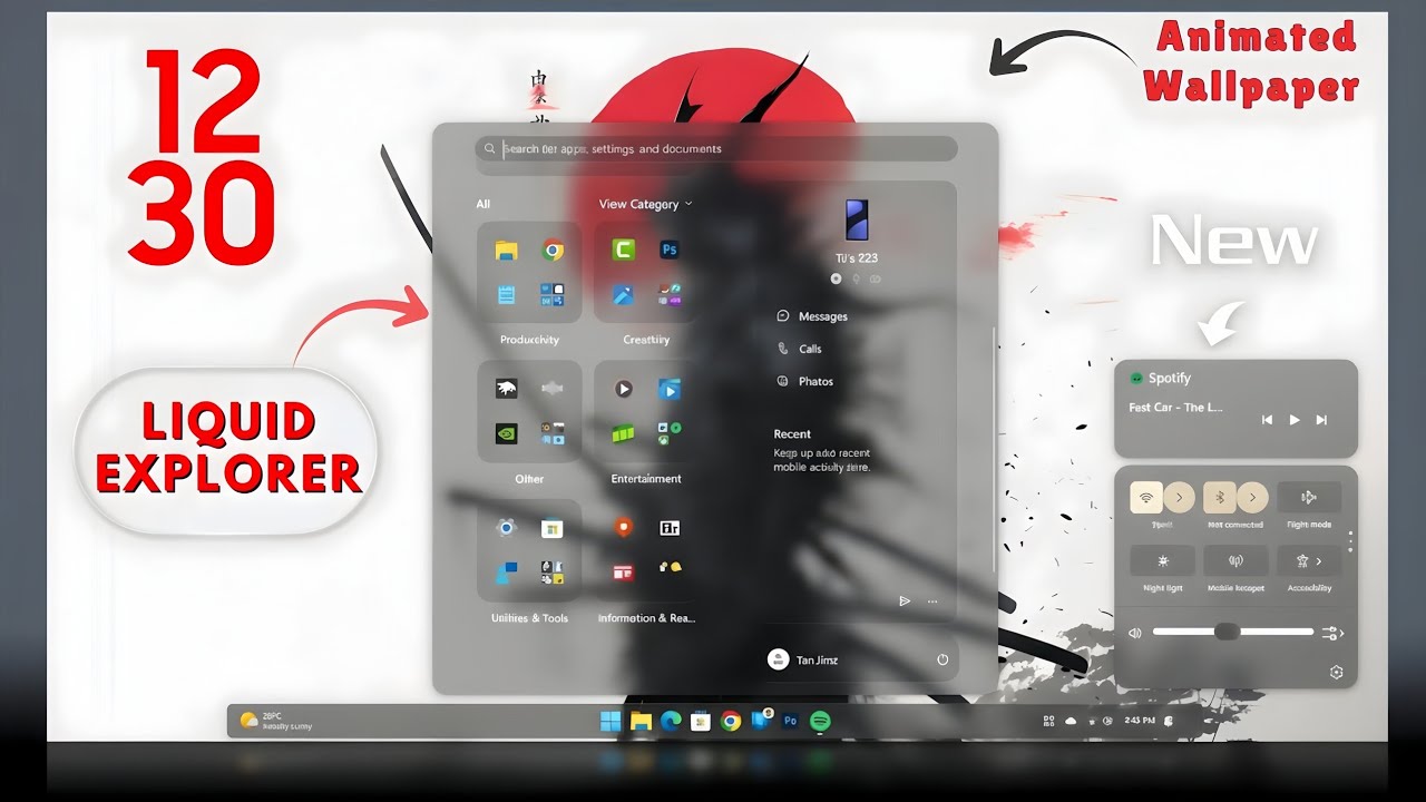 New Glass Taskbar & Start Menu for Windows 10/11 + Live Wallpaper Upgrade
