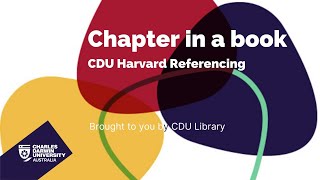 CDU Harvard Referencing: Edited Book Chapter