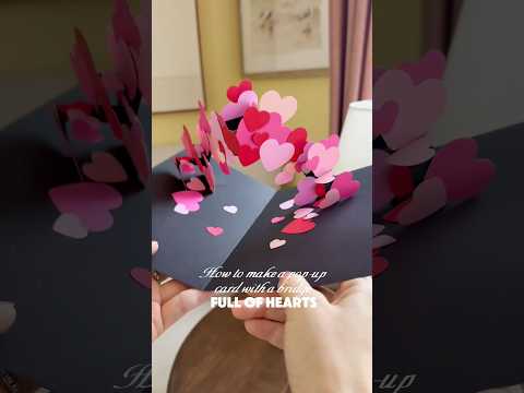 How to make a pop-up card with a bridge full of hearts#giftideas #popupcard #valentinescrafts #diy