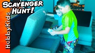Biggest Hotel SCAVENGER HUNT! Superhero Hotel Room Toys Hiding in our Room HobbyKidsTV
