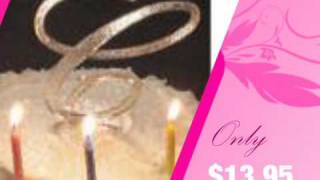 Sparkling Silver Acrylic Cake Monogram Letters in Fancy Script