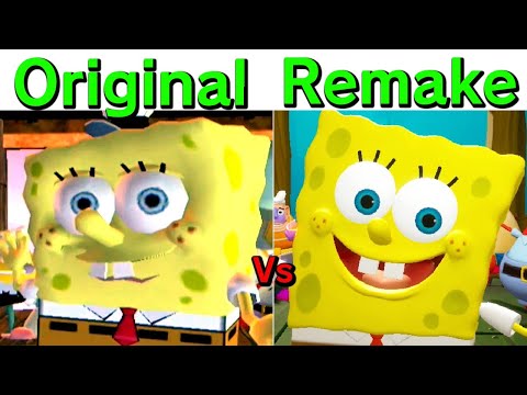 Spongebob Squarepants Battle for Bikini Bottom Rehydrated vs Original 100% Secret Ending Comparison