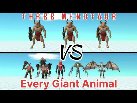 Three Minotaur VS Every Giant Animal, Animal Revolt Battle Simulator, ARBS