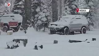 Düzcenin Yüksek Kesimleri Beyaza Büründü