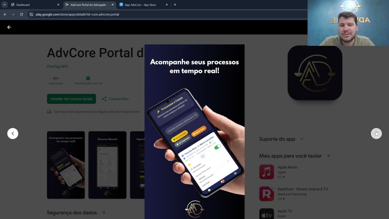 Aplicativo Portal do Advogado no AdvCore Academy | Sistema Jurídico AdvCore