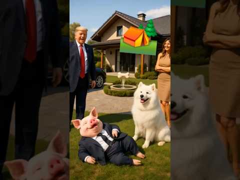 Samoyed Invites Trump, Melania & a Pig 🐶🐷 | You Won’t Believe His House #dog #animals #youtubeshorts