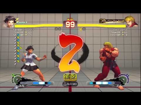 faxgimoto [Makoto] Vs kakio_panya [Ken] SSF4 AE Japanese Online Ranked Matches - PSN