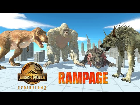 (JWE2) TREX vs GEORGE vs RALPH vs LIZZIE - Animal Revolt Battle Simulator