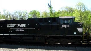 preview picture of video 'Norfolk Southern coal train meets BNSF coal train at Agency, Iowa'