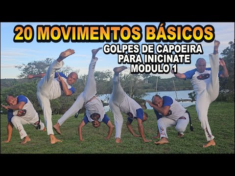 20 Movimentos de Capoeira para Iniciante (Ataques / Esquiva / bases) Golpes do  Modulo 1 corda crua