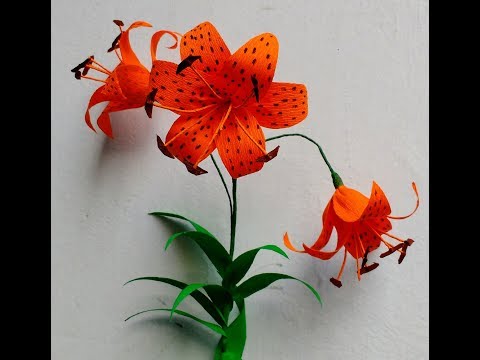 How to make Crepe Paper Flowers Tiger Lily / Lilium lancifolium ( flower # 229)