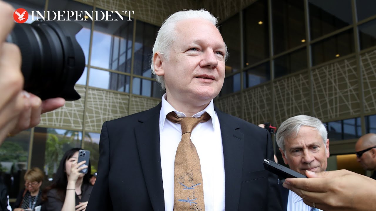 Watch again: WikiLeaks' founder speaks in first public appearance after being freed from jail