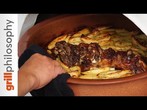 Roasted goat meat with potatoes and lemon | Grill...