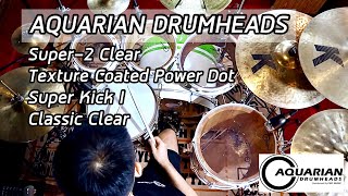 Video thumbnail for Aquarian Drumheads | Super-2 Clear | Texture Coated Power Dot | Super Kick I | Classic Clear by JuNgDrUmChannel