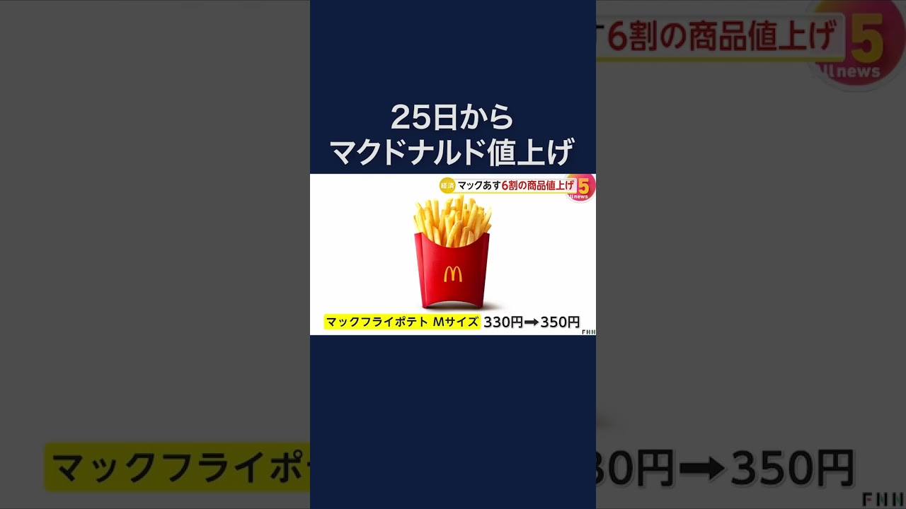 ビッグマック480円→500円に　マックが店頭価格10～50円値上げ #shorts