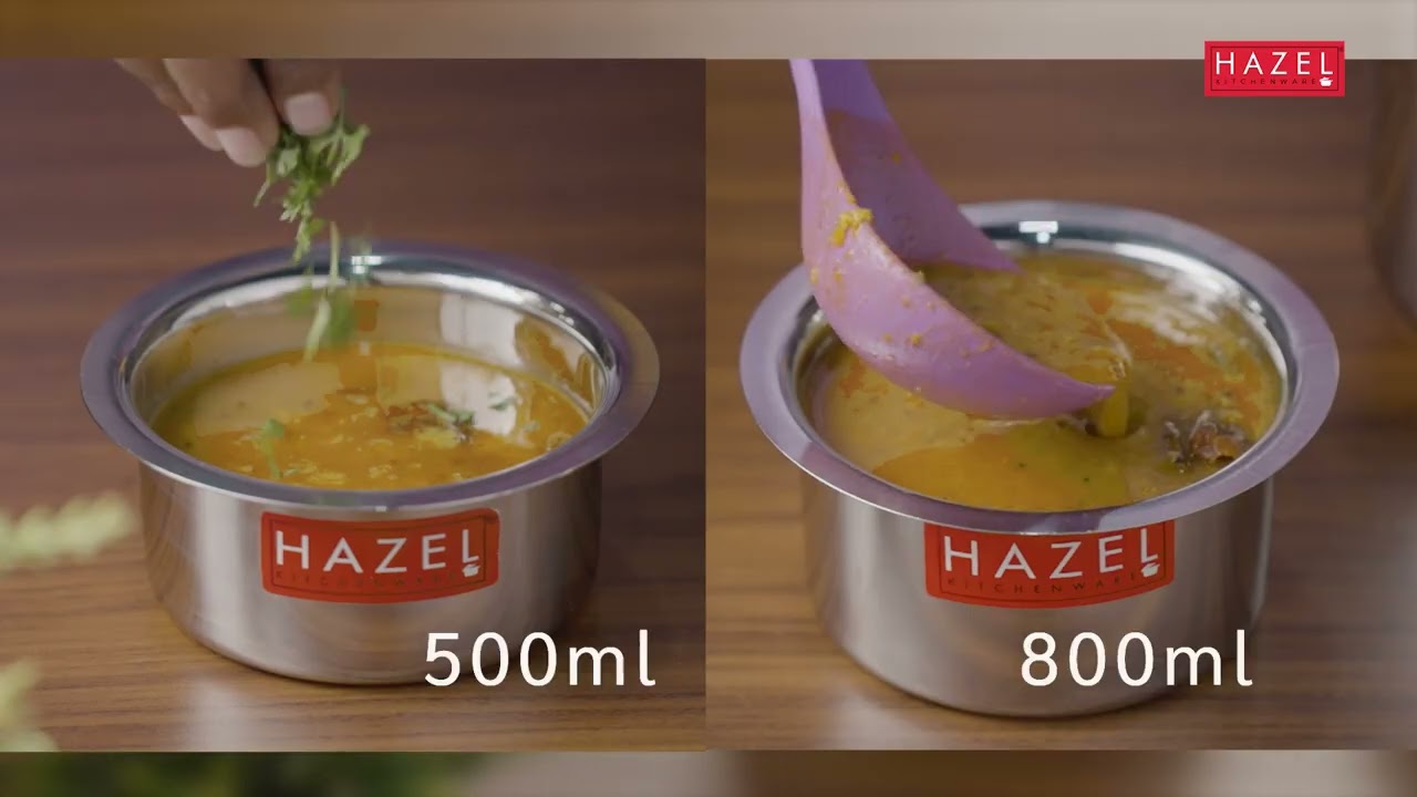 Stainless Steel Patila (Tope) Round Bottom Set of 3, 300ML, 500ML & 800ML video