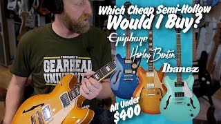 Video thumbnail for Which Semi-Hollow would I buy? Ibanez Vs. Epiphone Vs. Harley Benton #TGU19 by 60 Cycle Hum