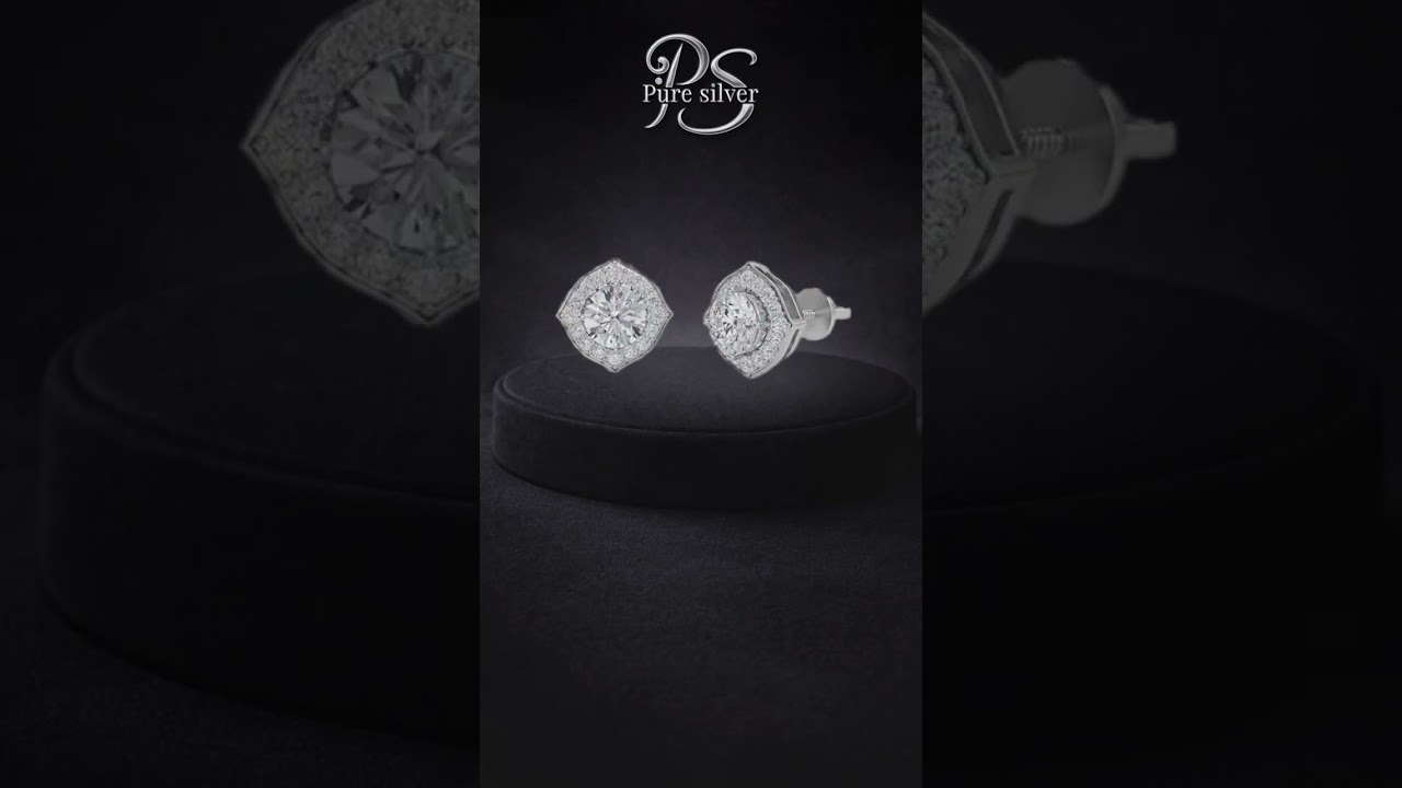 Square Zircon Studs in Pure 925 Silver