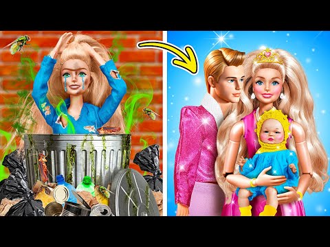 Boneca abandonada na rua! Transformação mágica de nerd a estrela com truques criativos ✨🧩