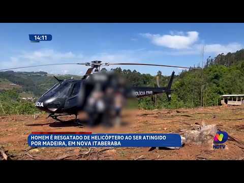 Homem é resgatado de Helicóptero ao ser atingido por madeira, em Nova Itaberaba