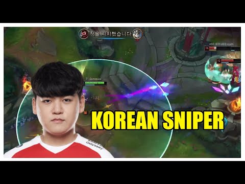 T1 Gumayusi is the korean sniper (doesn't miss a single Kai'sa W)