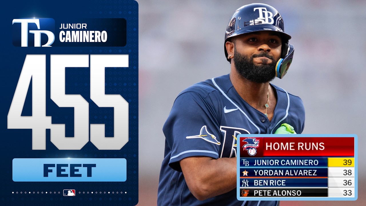 Junior Caminero UNLOADS on a 455-foot home run to regain the AL home run lead! 😳 | MLB Highlights
