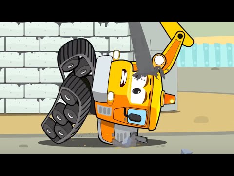 Der kleine Bagger baut ein Betonmischer und die Freunde helfen ihm dabei in Cartoon für Kinder