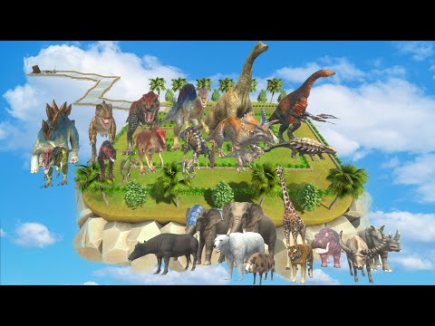 FOREST ISLAND SPEED RACE ALL DINOSAURS VS ALL ANIMALS FOUND UFO - Animal Revolt Battle Simulator