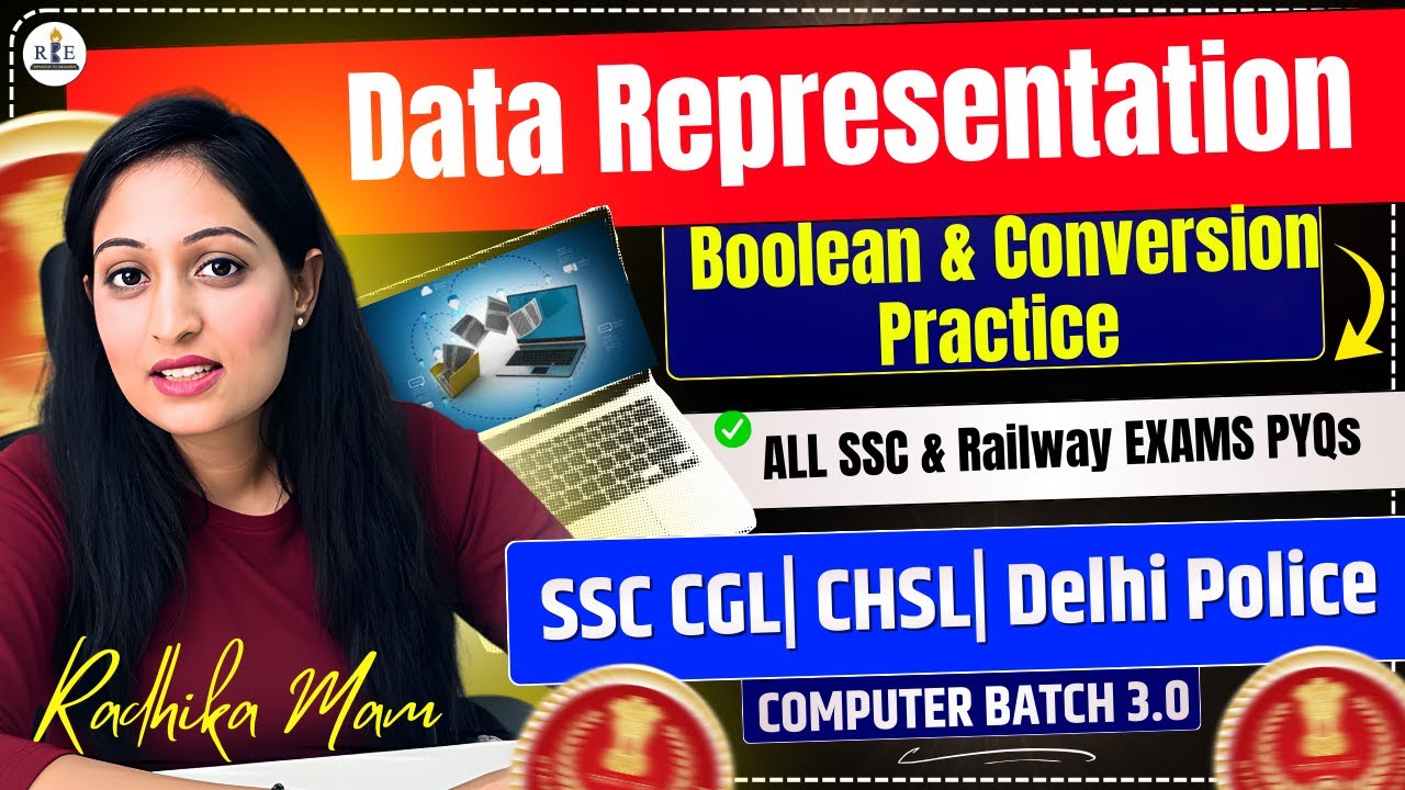 Data Representation| Computer 3.0 Practice Class-14| SSC & Railway Exams| Radhika Mam