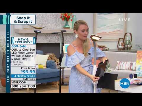 OttLite ClearSun LED Floor Lamp with Tablet Stand   USB ...