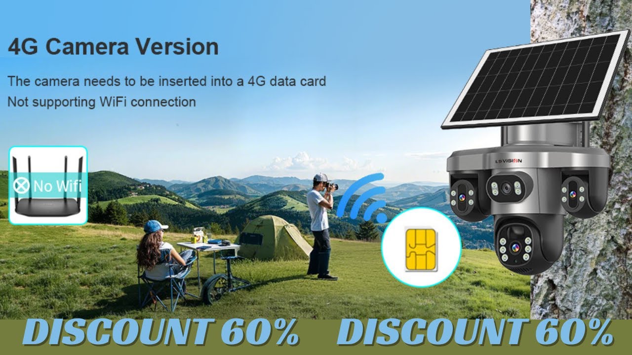 LS VISION 15MP Three PTZ Lens Three Screen 4G Solar Security Camera