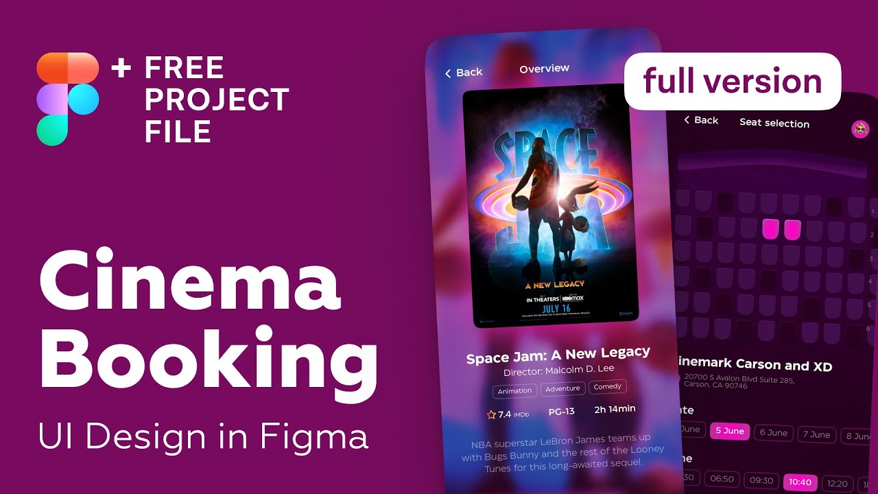 Figma Tutorial (Full Ver.) Cinema Booking App UI Design in Figma + Free figma template