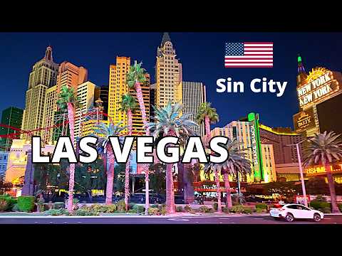 Las Vegas, USA Night Walking Tour 4K | The Strip Lights & Landmarks