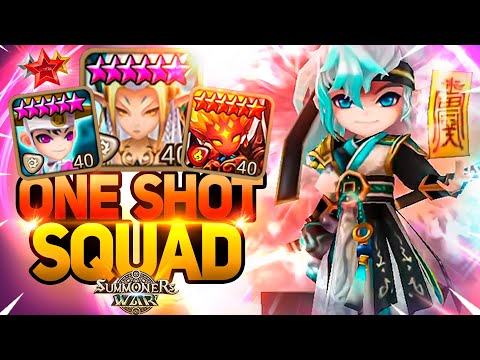 ONE SHOT TEAM with Oberon, Kahli and Hwadam in Summoners War