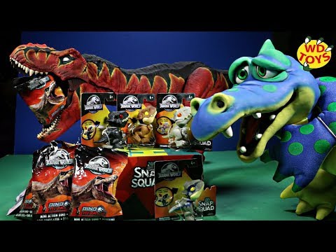 T-REX EATS INDOMINUS REX!! Jurassic World Snap Squad Unboxing plus 10 Blind Bags Dino Rivals Mattel