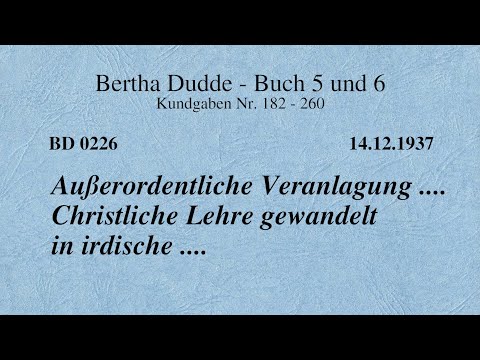 BD 0226 - AUSSERORDENTLICHE VERANLAGUNG .... CHRISTLICHE LEHRE GEWANDELT IN IRDISCHE ....