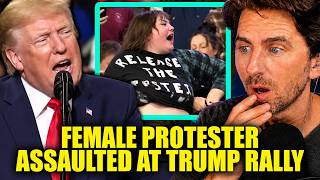 TRUMP RALLY ATTENDEES VIOLENTLY ATTACK FEMALE PROTESTER WHO WORE A 'RELEASE THE EPSTEIN FILES' SHIRT