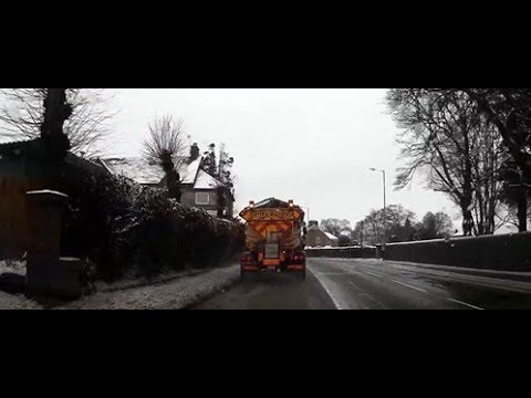 Winter Drive Behind A Gritter On Road To Visit Perth Perthshire Scotland