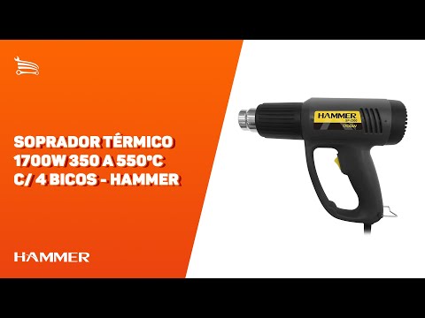 Soprador Térmico 1700W 350 a 550ºC com 4 Bicos  - Video