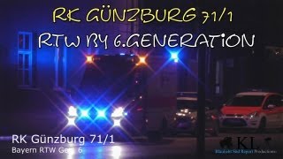 preview picture of video 'RK Günzburg 71/1 BY RTW 6. Generation Nachtaufnahme Blaulicht'