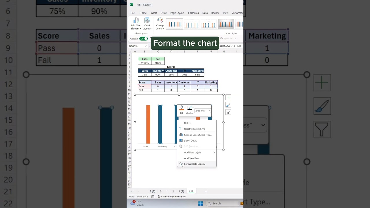 How to create a Scorecard Chart in Excel. 🏆 #excel #tutorial #workhack #exceltips #kpi