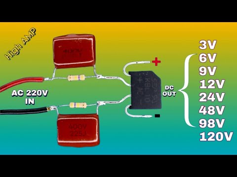 220 volt to 3/6/9/12/24/48/98/120/180 v. DC LED driver Circuit without Transformer - Multi Output