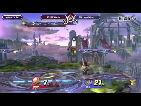 Summer of Smash #10 - iQHQ Vinnie (Sheik) vs 2Scoops Nicko (Shulk, MiiSword) - Smash Wii U