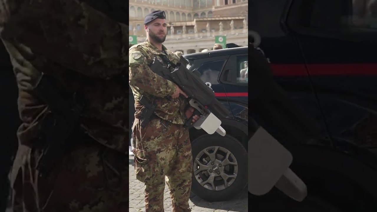 Anti-drone rifles deployed around the Vatican ahead of Pope Francis’ funeral #shorts